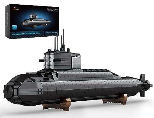 JMBricklayer Nuclear Submarine Building Block Sets - Military Submarine Toys with Lights, WW2 History Collectible Home Room Decor Battleship Construction Set, Gifts for Boys Teens Adults