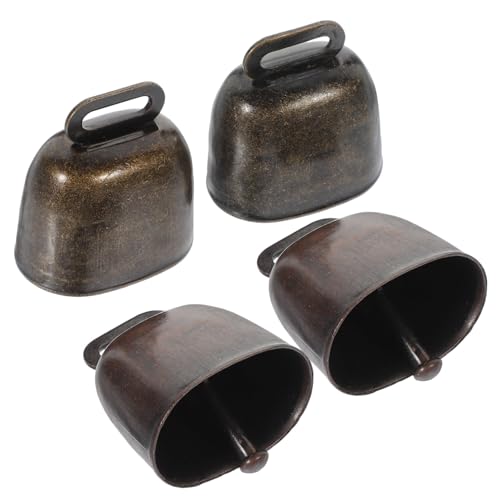 BESPORTBLE 4pcs Small Cow Bells for Crafts Steel Bells Anti-Lost Farming Accessories Iron