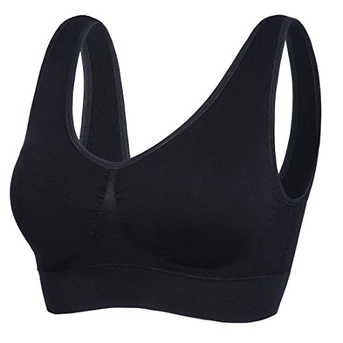 Image of PRETTYWELL Sleep Bras for Women, Comfort Seamless Wireless Stretchy Sports Bra,3 Pack Yoga Bras, with Removable Pads