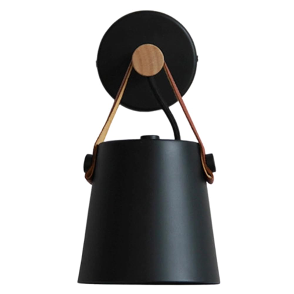 UDSKNV[KSL Modern LED Wall Lamp Bedroom Bedside Living Room Nordic Belt Wooden Wall Lamp Black White Black