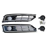 Fog Light Grille Assembly for Audi A8 W12 & A8 2014-2017 - High-End Front Bumper Upgrade with Upper Grille & Fog Light Housing, OEM+ Air Intake Trim Replacement