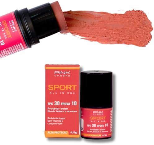Blush em Bastão 3 em 1 Pink Cheeks 4,5g - Resistente Água Esporte...