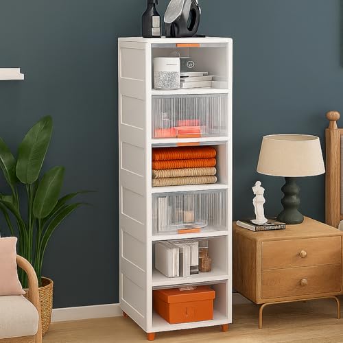 Image of HOMIFLY 6 Tier Foldable Plastic Kitchen Cupboard /Cloth Rack for Storage /Versatile and Sturdy Wardrobe for Clothes /Storage Organizer /Closet for Bedroom /Living Room /Laundry Room /Study(Transparent)