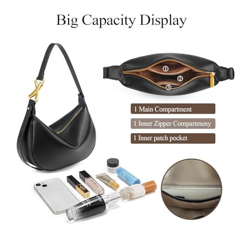 Image of Shoulder Bags for Women, Genuine Leather Crossbody bags purses, Designer Crescent Handbags with an Adjustable Strap (White)