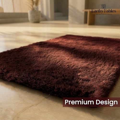 Image of Earthy Fables Feather Microfiber Rug /Mat, Thick, Quick Dry, Anti-Skid, Non-Slip, Machine Washable Floor Rug, Door Mat for Kitchen, Bedroom, Living Room, 60 x 40 cm - Wine