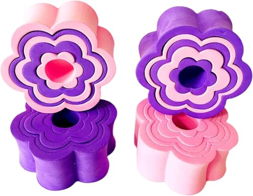 Image of REENFAYA Cup Turner Foam,4 Pack Flexible Foam Tumbler Insert for 10 Oz to 40 Oz Skinny and Common Tumblers Crafting,5 in 1 Nested Design Tumbler Foam Epoxy Work with 3/4 Inch PVC Pipe-Purple&Pink