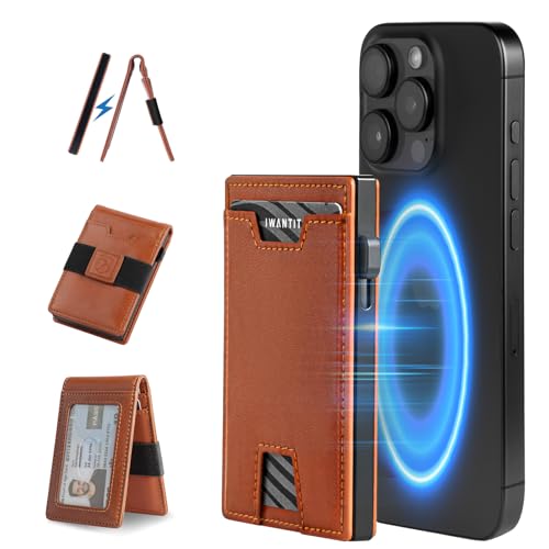 iwantit 3 in 1 Magnetic Elastic Band Wallet, Pop Up Card Cases, Bifold Wallet (Orange)