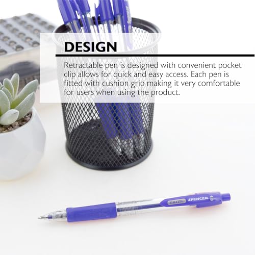BAZIC PRODUCTS Bolígrafo Retráctil Azul con Grip Suave 5 Unidades miniatura 4