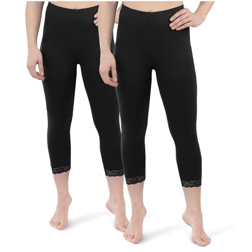 Legging opaque avec dentelle SES anti-transparence en coton doux lot de 2 taille 32 à 58