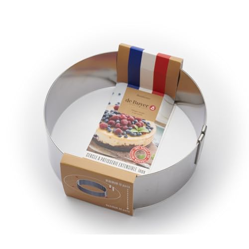 DE BUYER 3040.02 Stainless Steel Extendable Circle Diameter 18 to 36 cm Height 6.5 cm, Grey, 7'' To 14'' Ht 2½'' (Pack of 1) - Image 3