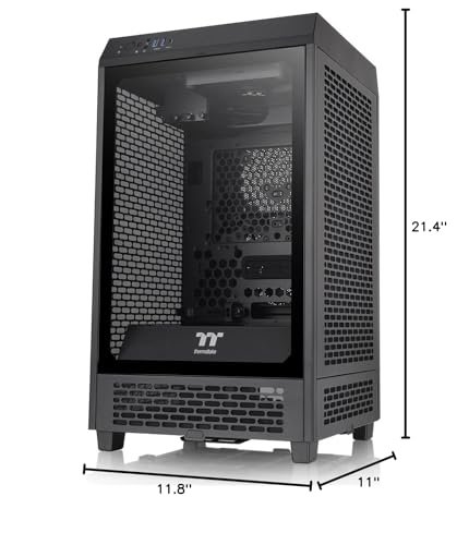 Gabinete para PC Thermaltake Tower 200 Mini-ITX, con 2 ventiladores CT140 de 140 mm preinstalados, soporta GPU de hasta 380 mm, modelo CA-1X9-00S1WN-00, color negro, garantía de 3 años miniatura 7