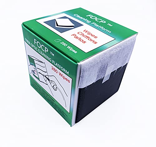 Elfcam - Caja con Toallitas para Limpieza de Fibras pticas, Limpiador CleanWipes 280, Limpiador de Conector ptico Blanco Para Conectores FC / SC / LC / MU / D4 / DIN