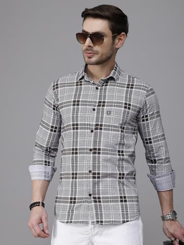 Image of Majestic Man Men's Comfort Slim Fit Pure Cotton Opaque Checked Casual Shirt