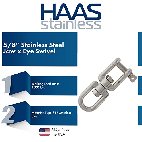 5/8" Stainless Steel Jaw X Eye Swivel #TOP2