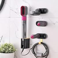 Supporto da parete compatibile con Dyson Airwrap Styler, installazione senza punzonatura, organizer 2 in 1, mensola portaoggetti adatta per ferro arricciacapelli, barili, spazzole, ugelli diffusori