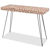 La superficie de la mesa duradera y bonita se compone de cortes de madera genuinas para emular el aspecto de una pila de troncos.