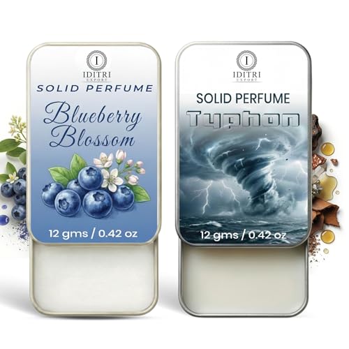 Image of Solid Perfume |blueberry blossom&Typhon Alcohol Free Wax Perfume Balm, Long Lasting | Pocket Tin 12g, Pack Of 2| Non Greasy Smooth Glide, Travel Friendly Unisex Gifts He Or Her