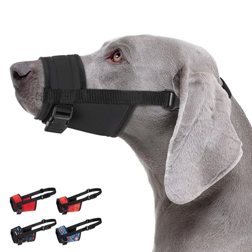 CollarDirect Maulkorb – Verstellbarer, weicher, atmungsaktiver Nylon-Mundschutz für kleine, mittelgroße und große Hunde, Anti-Kauen, Bellen und Beißen (Schwarz, L/XL)