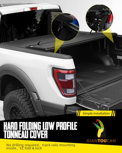 Image of Low-pro Hard Top Tri Fold Tonneau Cover compitable with 2019-2023 Ford Ranger(Inclu Raptor) 5ft(61 inch) Bed