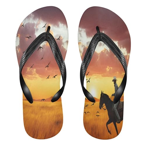 Nander Cowboy Rides A Horse Across The Desert Sandal Flip Flops of Men's & Women's,Beach Slippers Flip Flops Shower Shoes