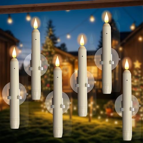 GAROMIA Flammenlose Fensterkerzen 6 Stück 18.2cm Weihnachtsdeko LED...