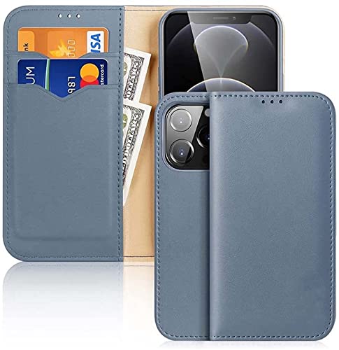Coque iPhone 13 Pro Max protection RFID étui portefeuille bleu