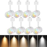 LEONLITE 8-Pack 5CCT 8.5W LED Track Lighting Heads, 2700K/3000K/3500K/4000K/5000K Selectable, 45° H Type Track Light Heads, CRI90+ Dimmable LED Track Spotlight Fixtures, Matte White