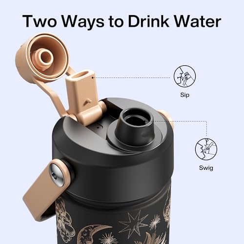 Image of ENCOOL Insulated Water Bottle with Straw Stainless Steel Water Bottle, Leak-Proof, BPA-Free, Double Wall Vacuum Keeps Cold for 24 Hours for Sports, Travel, School (26 oz, Solar Veil)