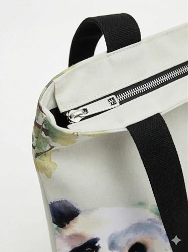 Image of Canvas Tote Bag with Zipper for Women| Inside Pocket | Cotton College Shoulder Bag | Stylish Travel Sling & Handbag for Daily Use | Cotton Canvas Fabric