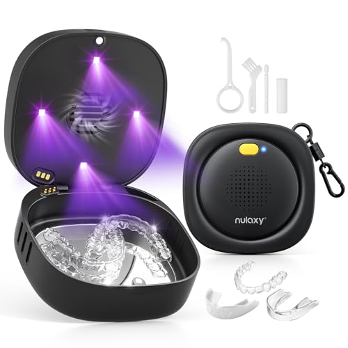 Nulaxy UVC Retainer Case with Fan Magnetic Closure Aligner Case Includes Vent Holes and Mirror Portable Retainer Box with Removal Tool and Brush Compatible with Invisalign Retainer Slim Aligner
