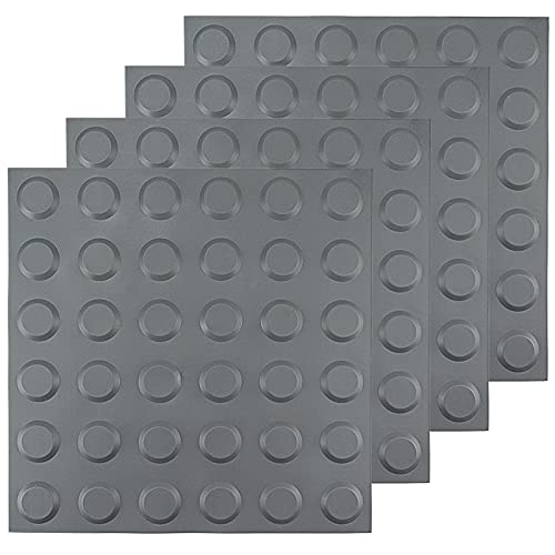 BXI Tactile Paving Tiles - Truncated Domes Bump Ridge Pads - Multiple Colors & Textures - PVC - 12'' X 12'' - 4 Pack (Gray, Dome)