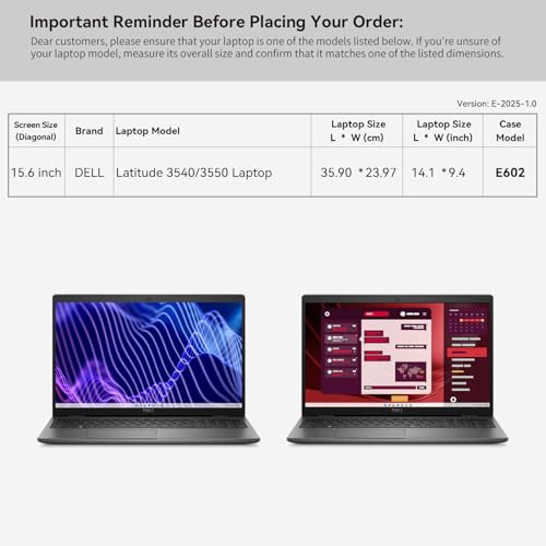 Image of Smatree 15.6 inch Laptop Sleeve for DELL Latitude 3540 /3550 | for 15.6 inch DELL Latitude 3540 /3550,DELL Laptop Case with Accessory Pocket,YKK Zipper,Patented Super Corner Design (E602)