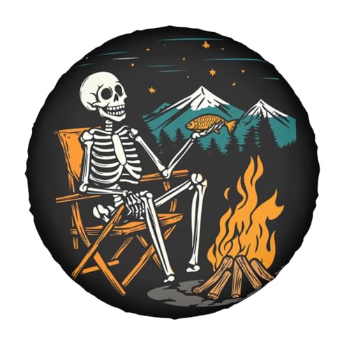 Image of Happy Skeleton Campers Spare Tire Cover-Cute Funny Waterproof Universal Spare Wheel Tire Covers Fit for Rv SUV Truck Camper Travel Trailer Accessories,15 inch