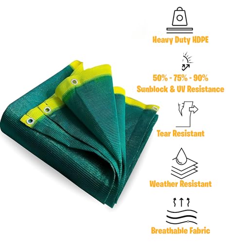 Image of UNOX Brand Green Net for Garden 75% Sun Shade (10x10 ft) Heavy Duty Green Net for Balcony Use, Green Shade for Sun Protection with Durable Eyelets