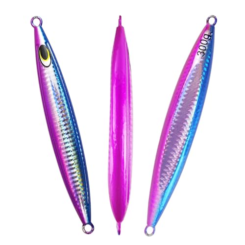 Eupheng Heavy Duty Fishing Jigs Saltwater 200g/300g/400g/500g, Glow in Dark Roller Slow Fall Lead Jig Deep Sea Fishing Jigging Lures for Tuna, Salmon, Sailfish, Grouper Snapper