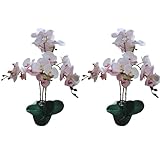 AMERIQUEペア2フィート人工フェイクブルーミングピンクラン植物育苗ポット付き、リアルタッチテック。