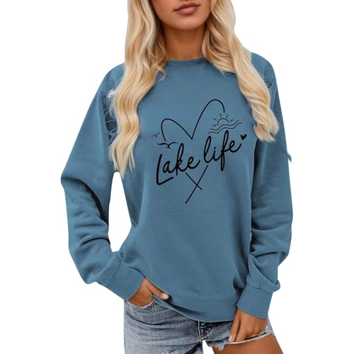 Sweat-shirt décontracté manches longues pour femme col ras du cou