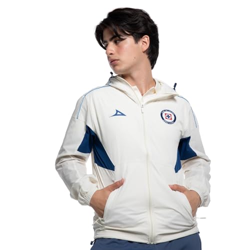 Pirma Cruz Azul 2026-2027 Official Team Jacket - Official Apparel (US Alpha Medium Regular Regular Light Cream)