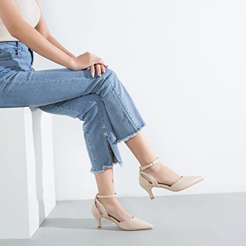 fereshte Women's Closed Pointed Toe Heels Ankle Strap Hollow Out D'Orsay Kitten Heel Dressy Pumps3