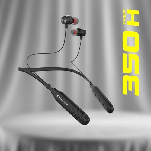 Image of Candytech Echo Bluetooth Neckband, Upto 50 hrs Playback, Low Latency, (10 Mins Charge=20 Hrs Music), IPX 5, Dual Pairing, BT v5.3, Wireless Earphones with Mic (Black)