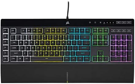 Corsair K55 RGB PRO Membrane Wired Gaming Keyboard – IP42 Dust and Spill-Resistant – 6 Macro Keys with Elgato Integration – iCUE Compatible – QWERTY NA – PC, Mac, Xbox – Black