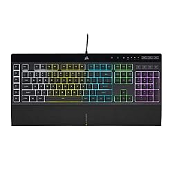 Corsair K55 RGB PRO Membrane Wired Gaming Keyboard – Black | QWERTY US, IP42 Dust and Spill-Resistant, 6 Macro Keys with Elgato Integration, Quiet, PC, Multiplatform, Full Size