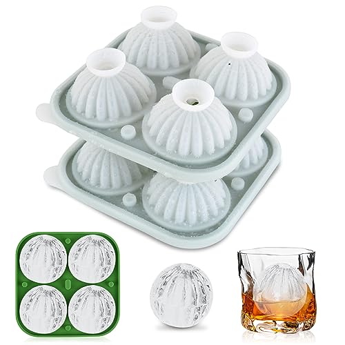 Sphere Ice Mold,8 x 2 inch Cactus Ice Cubes,Silicone Ice Cube Tray with Lid,Round Ice Cube Trays for Freezer,Whiskey ice cubes,Ice Ball Maker Mold,Sphere Ice Cube Mold for whiskey,Cocktails