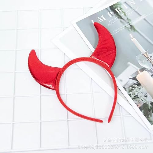 Red Devil Horns Headband Halloween Dress Cosplay Costume Accessories,Red Horn for Girls Women Hallow