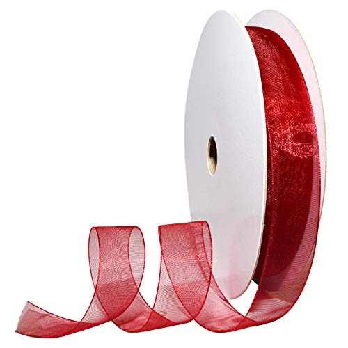 Morex Organdy Ribbon, Sheer, 7/8" x 100 Yards, Rose Red by Morex Ribbon - Used condition - US$12.67