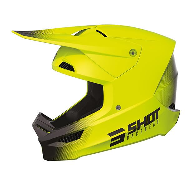SHOT RACE GEAR Casque Motocross Race Draw Neon Yellow Matt – Casque Cross Ultra Léger 1300 g – Ventilation 17 Flux d’Air – Intérieur Démontable...