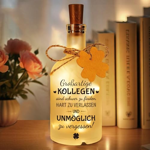 Hiipeefeel Abschiedsgeschenk Kollegen Jobwechsel, LED Flaschenlicht, Weihnachtsgeschenke Kleines Abschied Dankeschön Geschenke Wichtelgeschenke für Kollegen Kollegin Arbeitskollegin