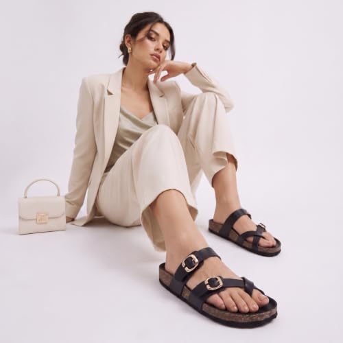 Image of YOHO Snug Sunday Toe Strap Sandals for Women | Designer Upper, Stylish & Comfortable Orthopedic | Office, Summer, Beach, Casual Wear Flats for Ladies /Girls