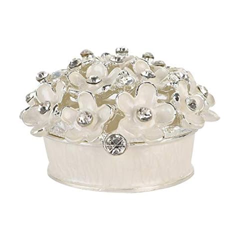 White Bouquet Figurine Jewellery Box Trinket Box Keepsake Ring Earrings Organizer Box for Valentine Christmas Birthday Gift and Desk Decor Cover