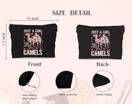 Camel Makeup Bag Cosmetic Bags for Women, Camel Gifts for Girls, Gifts for Camel Lovers, Just a Girl Who Loves Camels Small Makeup Cosmetic Bag for Purse2